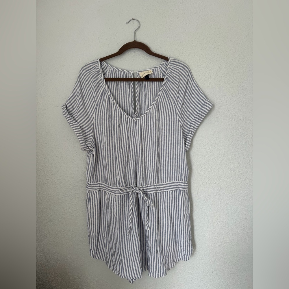 Universal Thread Linen Blend Striped Romper | Medium